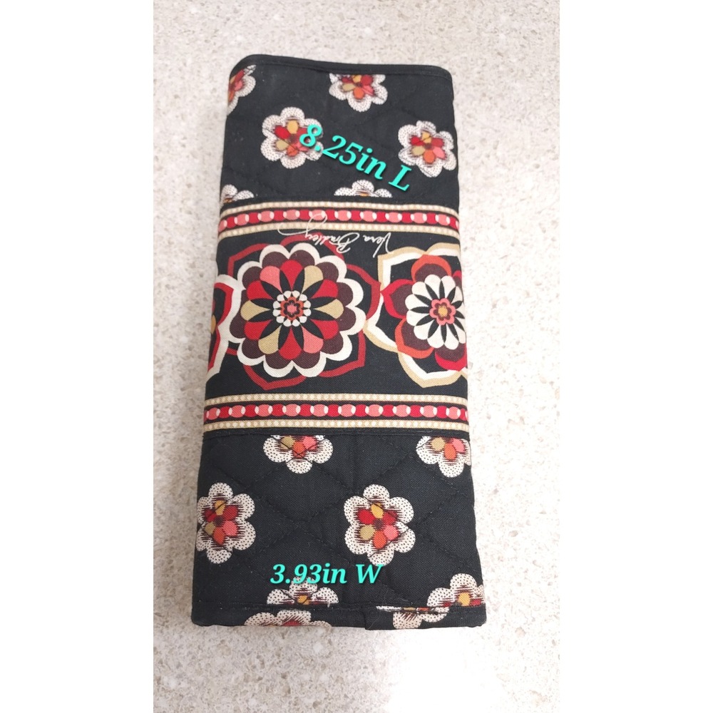 Vera Bradley Quilted Pirouette Crossbody Wallet Clutch Black Floral‎ Pockets - Picture 2 of 6